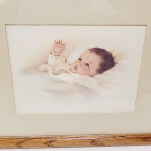 Vintage AWAKENING Lithograph Signed Bessie Pease Gutmann Wood Frame